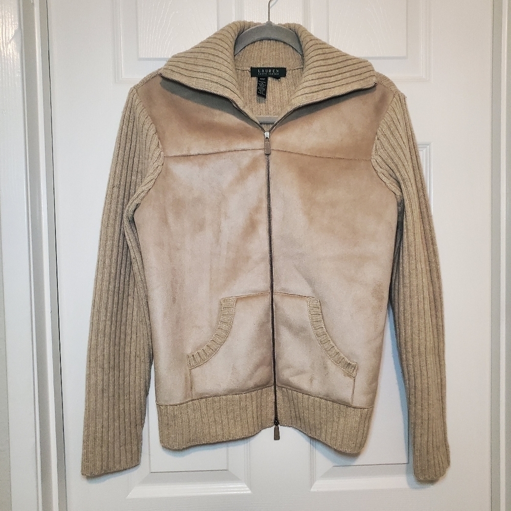 Lauren Ralph Lauren Lambs wool, Zipper down, Sweater Jacket Sz M